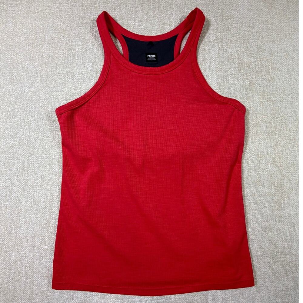 Prana Women Large Orange Exercise Tank Top Built In Bra Athletic Yoga Activewear